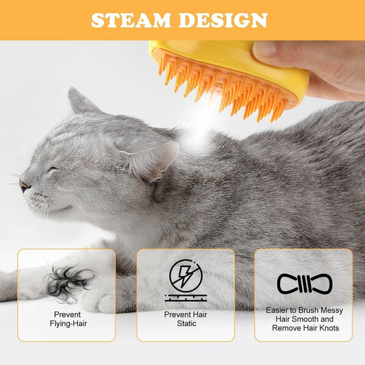 New 3-in-1 Pet (Cat/Dog) Brush Cleanser with Vapour - Trendy Finds